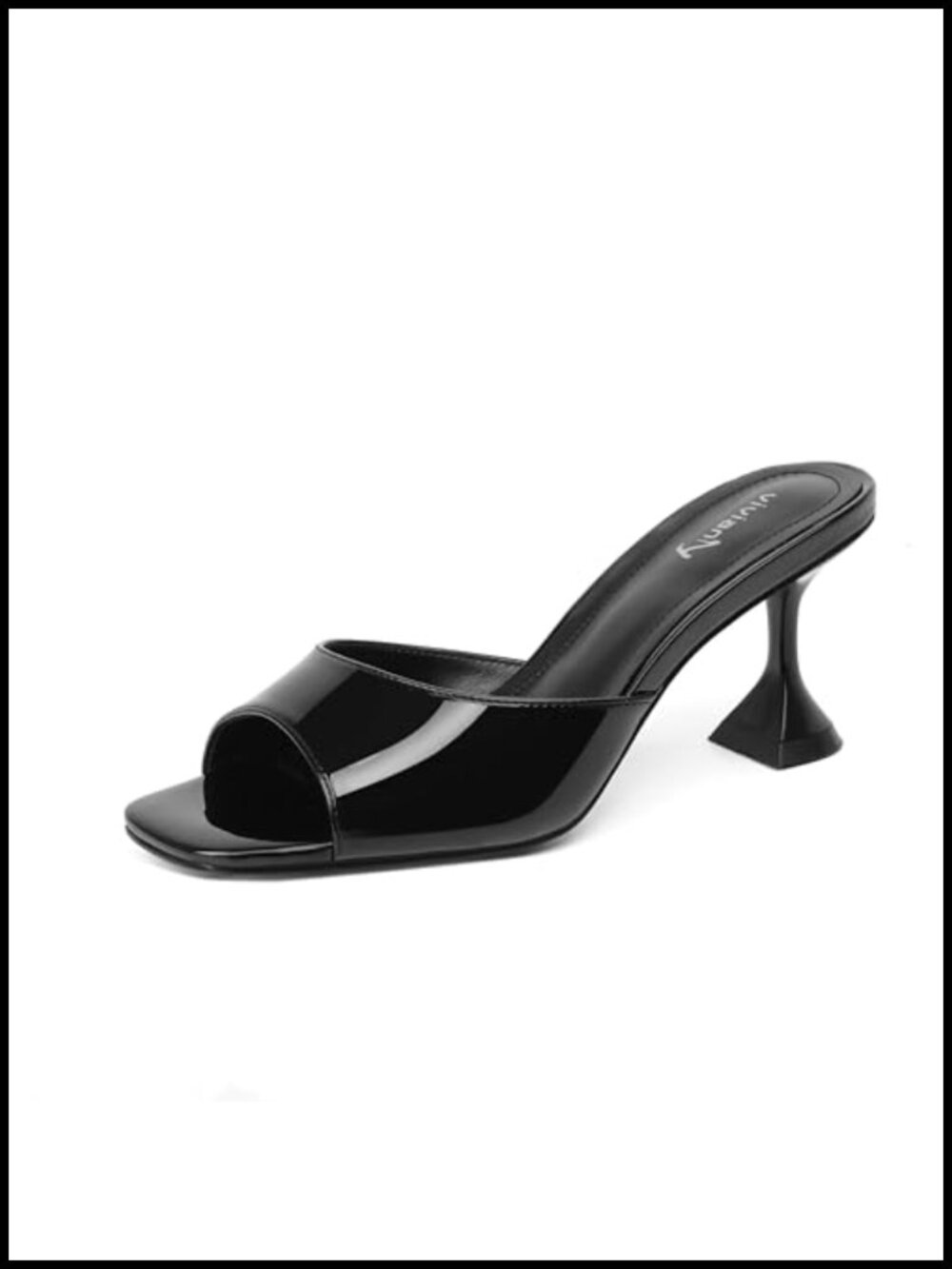 PU Square Toe Open Heel Sandals Slip On Mules Stiletto Heels Party